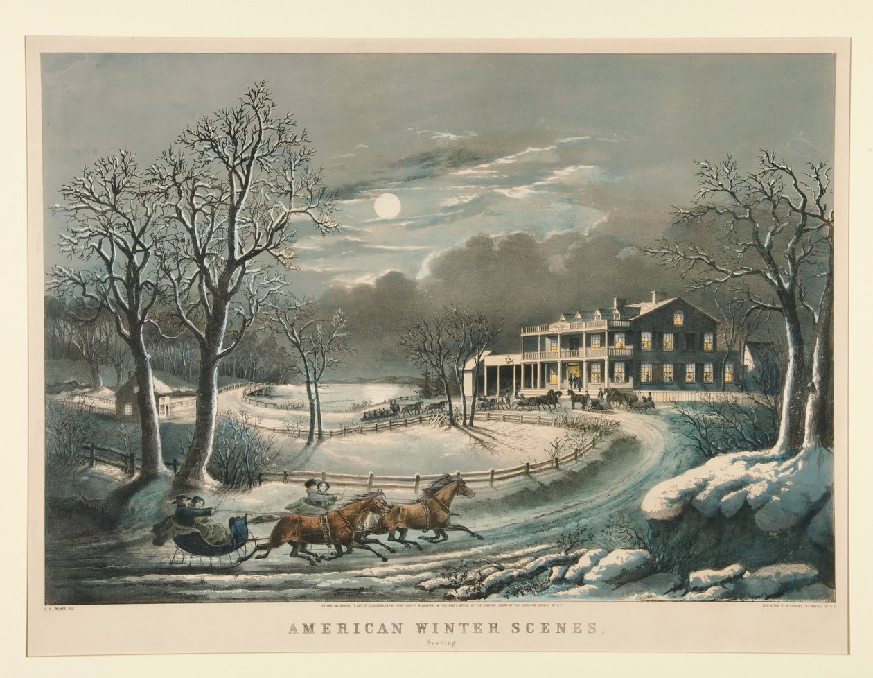 American Winter Scenes. Evening by Nathaniel Currier
