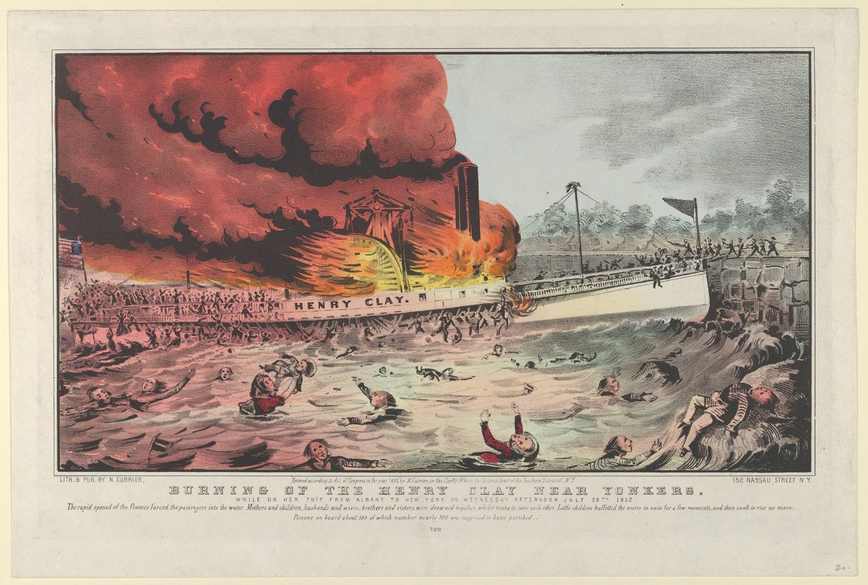 Burning of the Henry Clay Near Yonkers, 1852 by Nathaniel Currier
