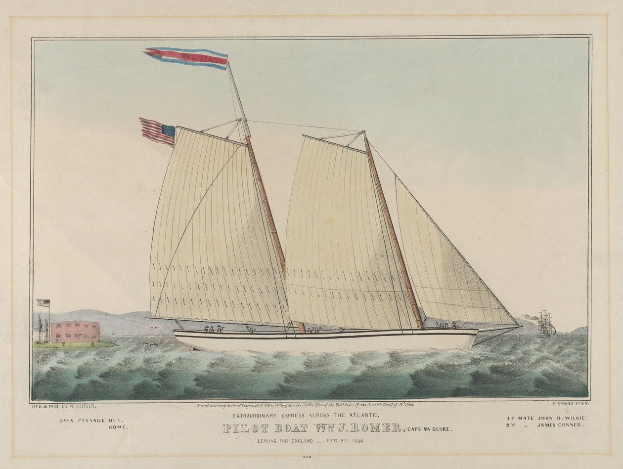 Extraordinary Express Across the Atlantic - Pilot Boat William J. Romer, Captain McGuire by Nathaniel Currier