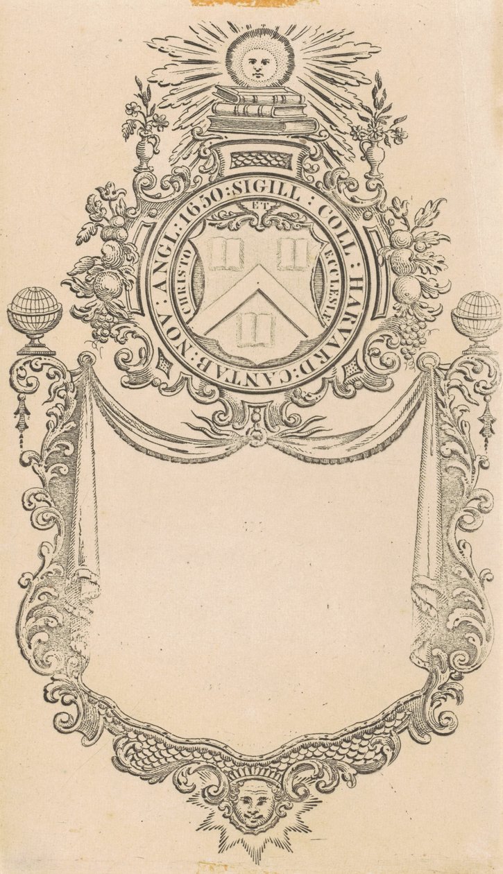 Harvard College Bookplate with the Christo et Ecclesiae Seal by Nathaniel Hurd