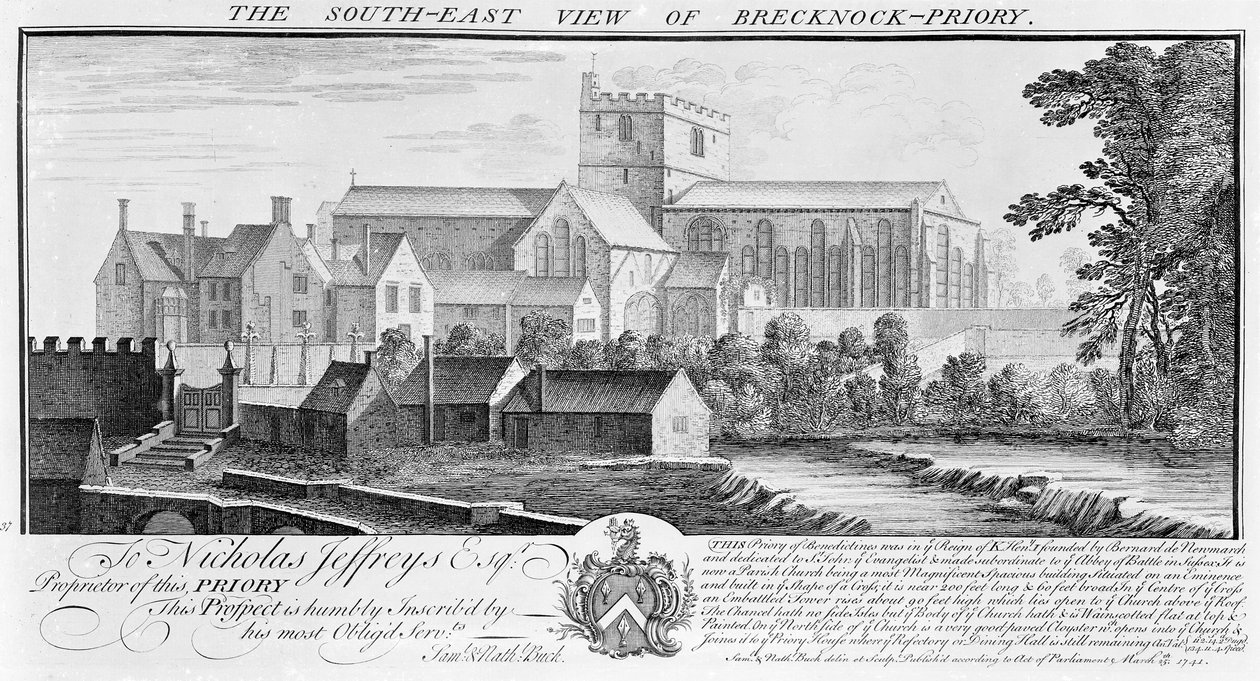 The South-East View of Brecknock Priory, 1741 by Nathaniel and Samuel Buck