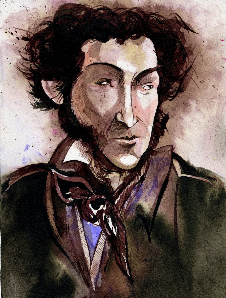 Alexander Pushkin - caricature of the Russian poet and writer by Neale Osborne