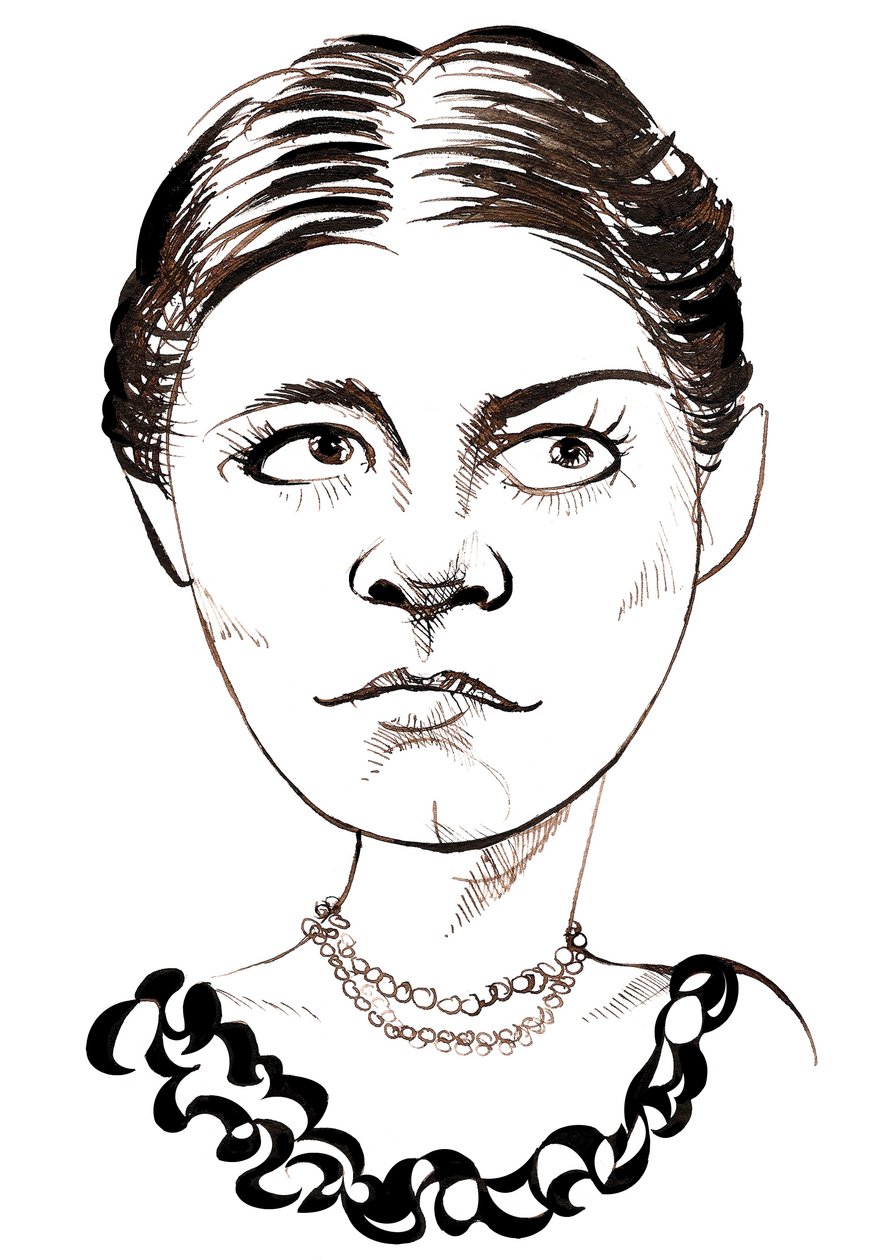 Amy Beach, American composer and pianist; caricature by Neale Osborne