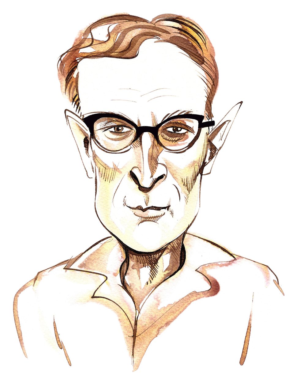 Douglas Lilburn, New Zealand composer (1915-2001); caricature by Neale Osborne