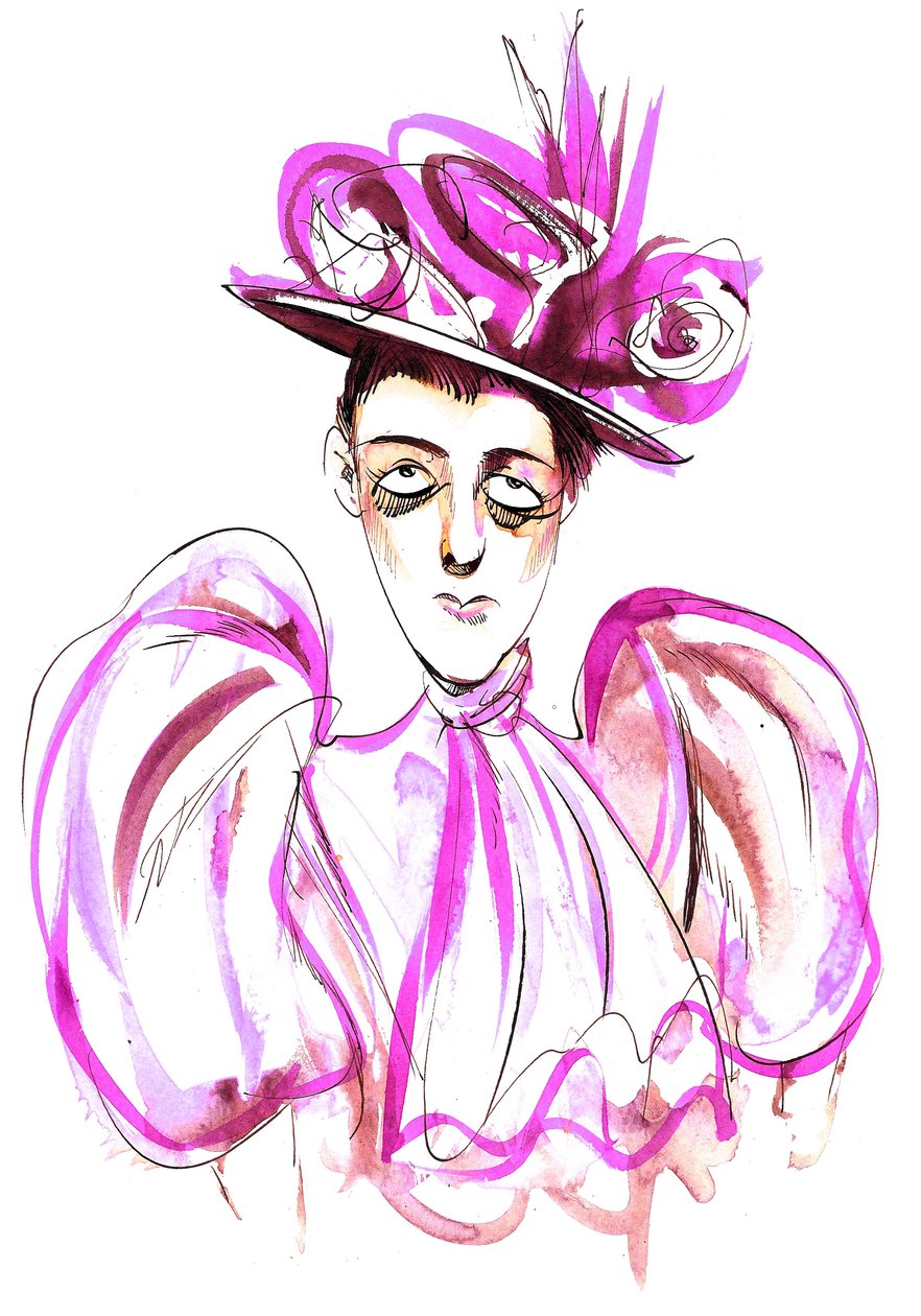 Edith Wharton - colour caricature of American novelist and short-story writer (1861-1937) by Neale Osborne