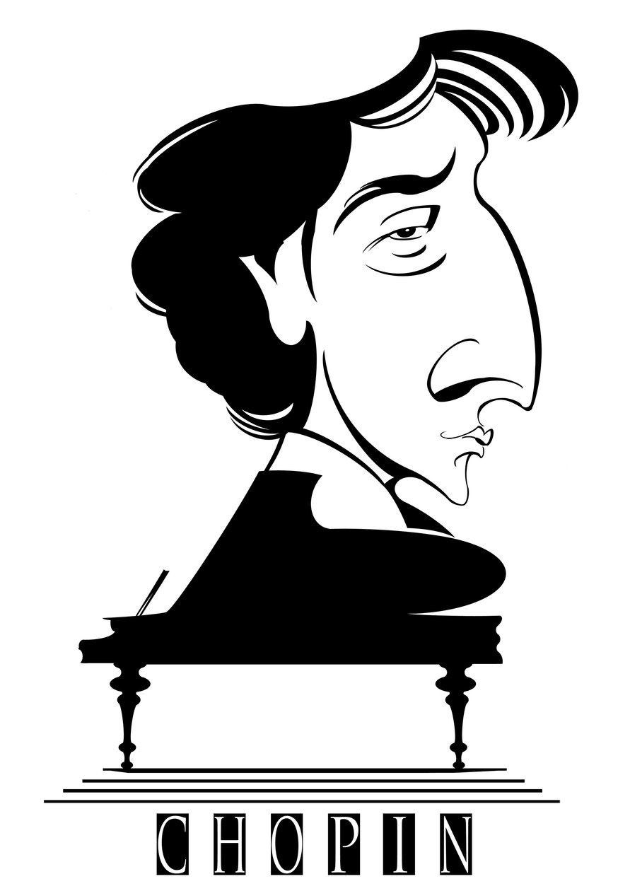 Frederic Chopin, French-Polish Composer and Pianist (1810-49) (Caricature) by Neale Osborne