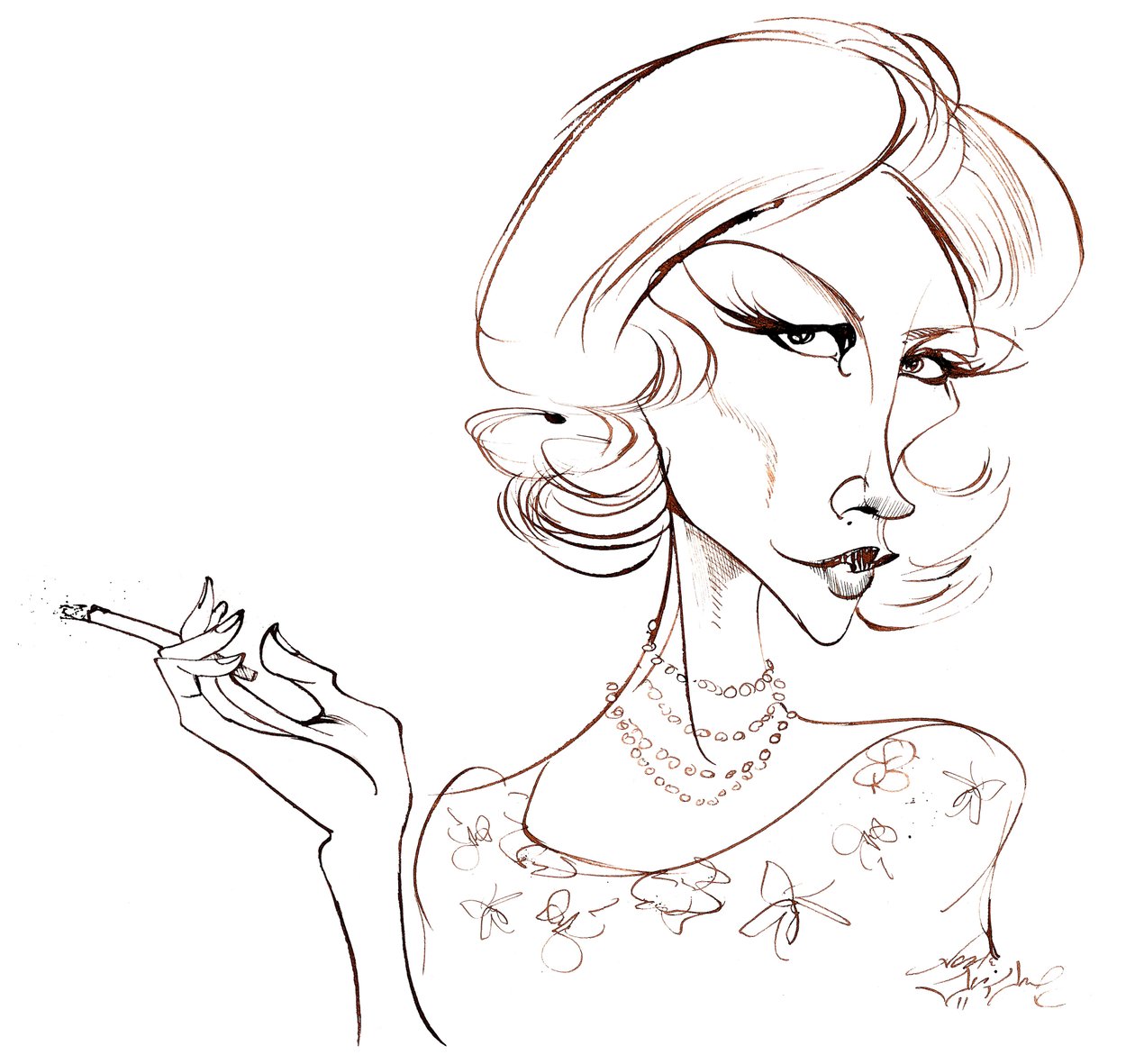 January Jones (caricature of American actress, born 1978) by Neale Osborne