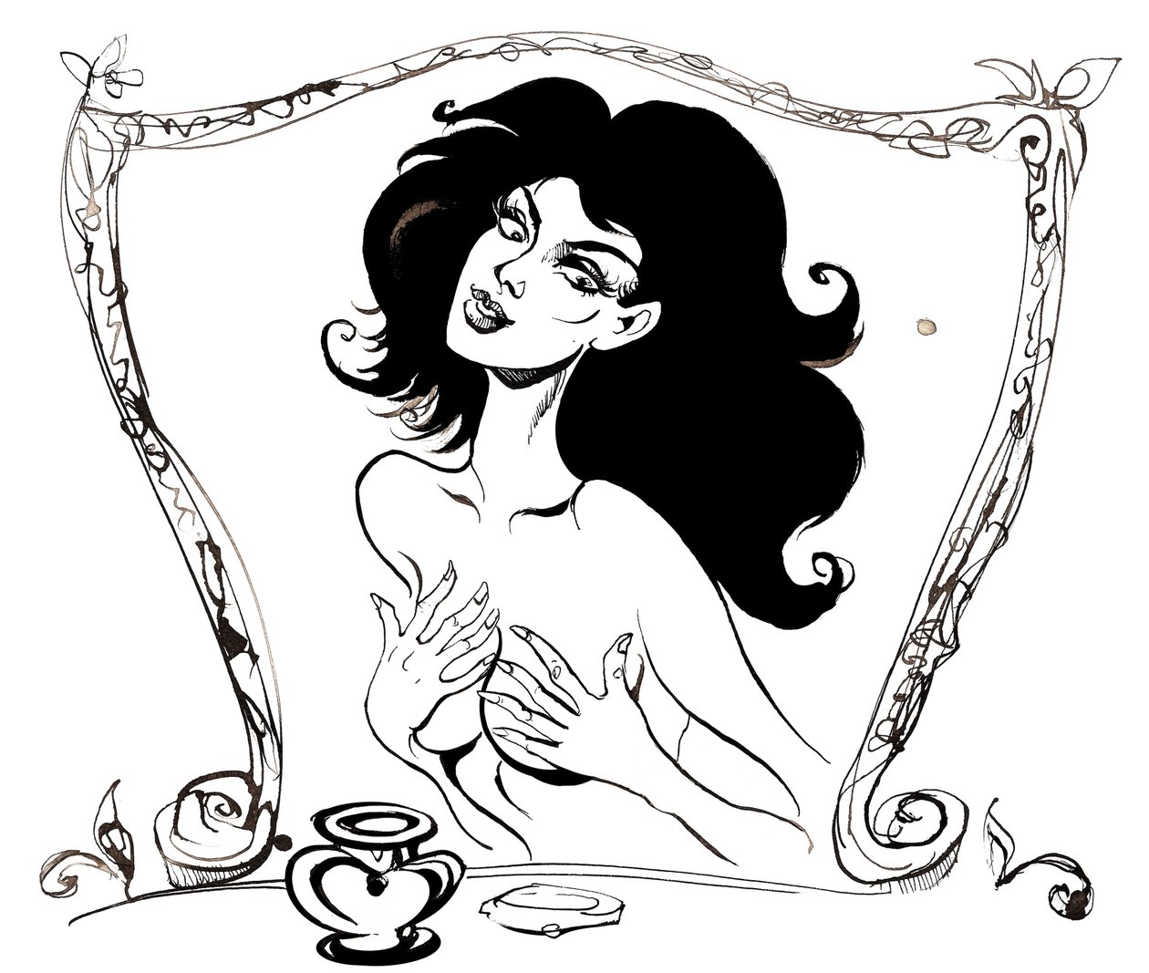 Margarita before the mirror (illustration to The Master and Margarita by Mikhail Bulgakov) by Neale Osborne