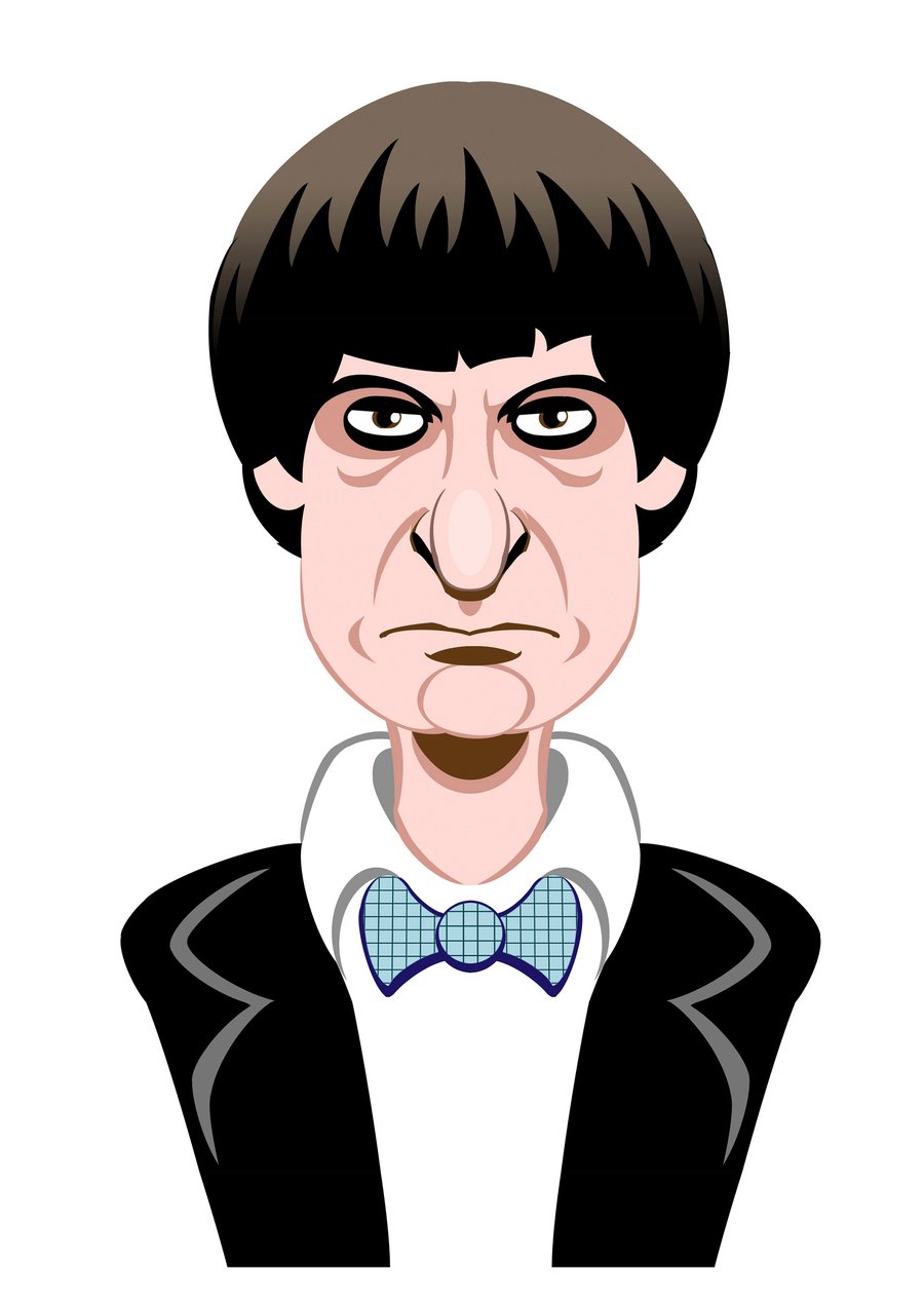 Patrick Troughton as Doctor Who - caricature by Neale Osborne