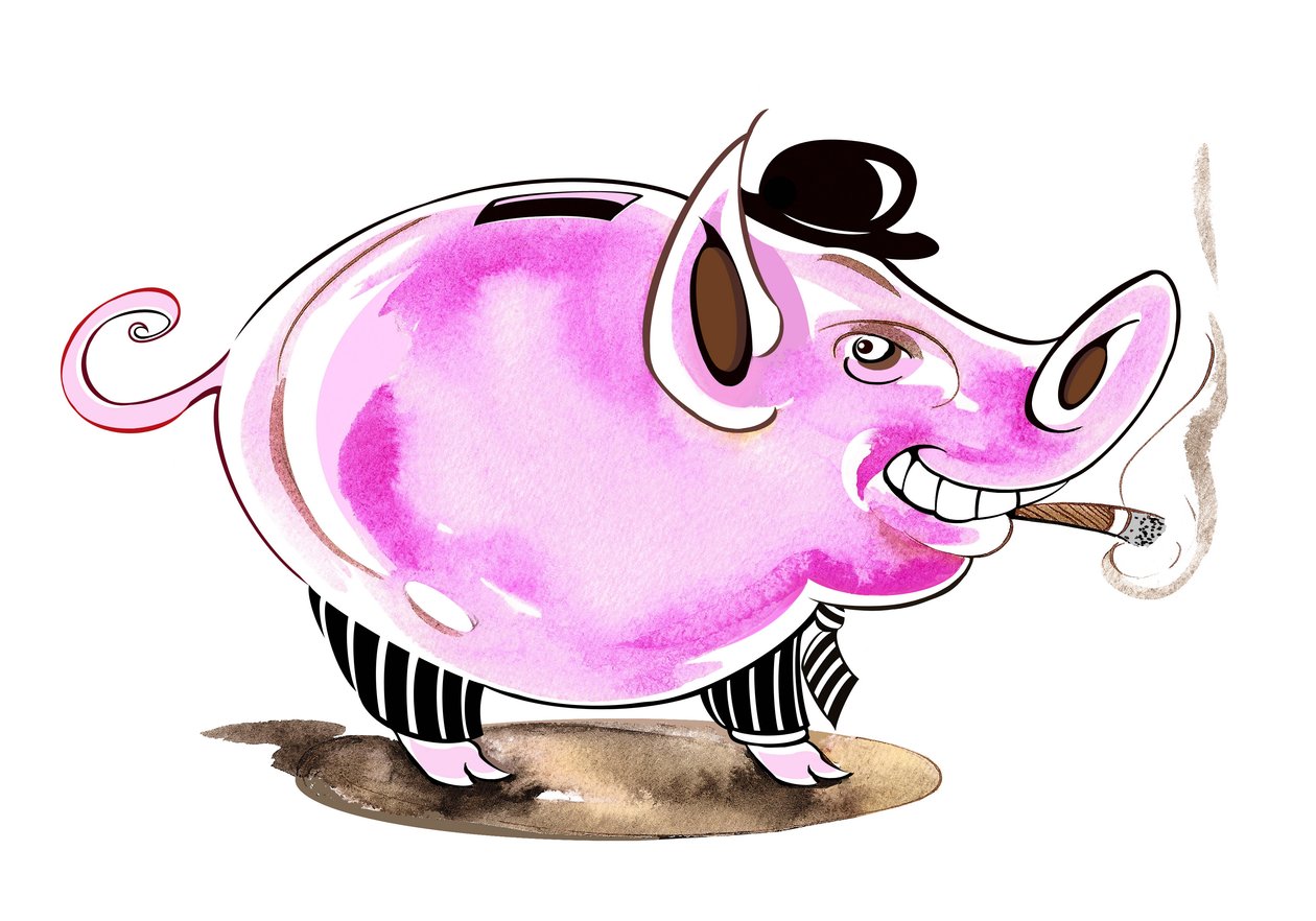 Piggy bank - allegorical illustration of financial crisis by Neale Osborne