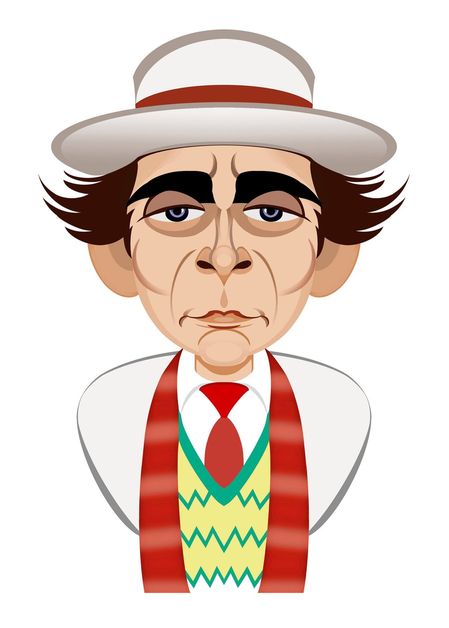 Sylvester McCoy as Doctor Who - caricature by Neale Osborne