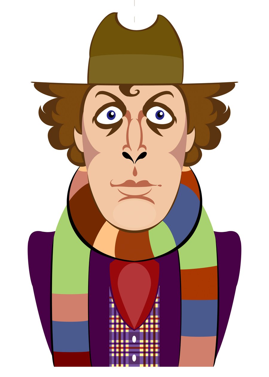 Tom Baker as Doctor Who - caricature by Neale Osborne
