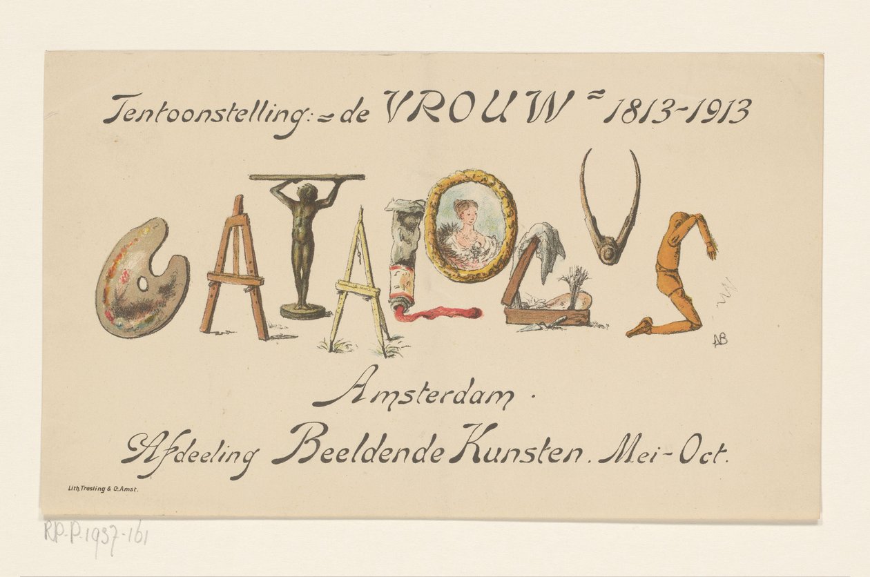 Announcement Card of the Exhibition The Woman, 1813-1913 by Nelly Bodenheim (signed by artist)