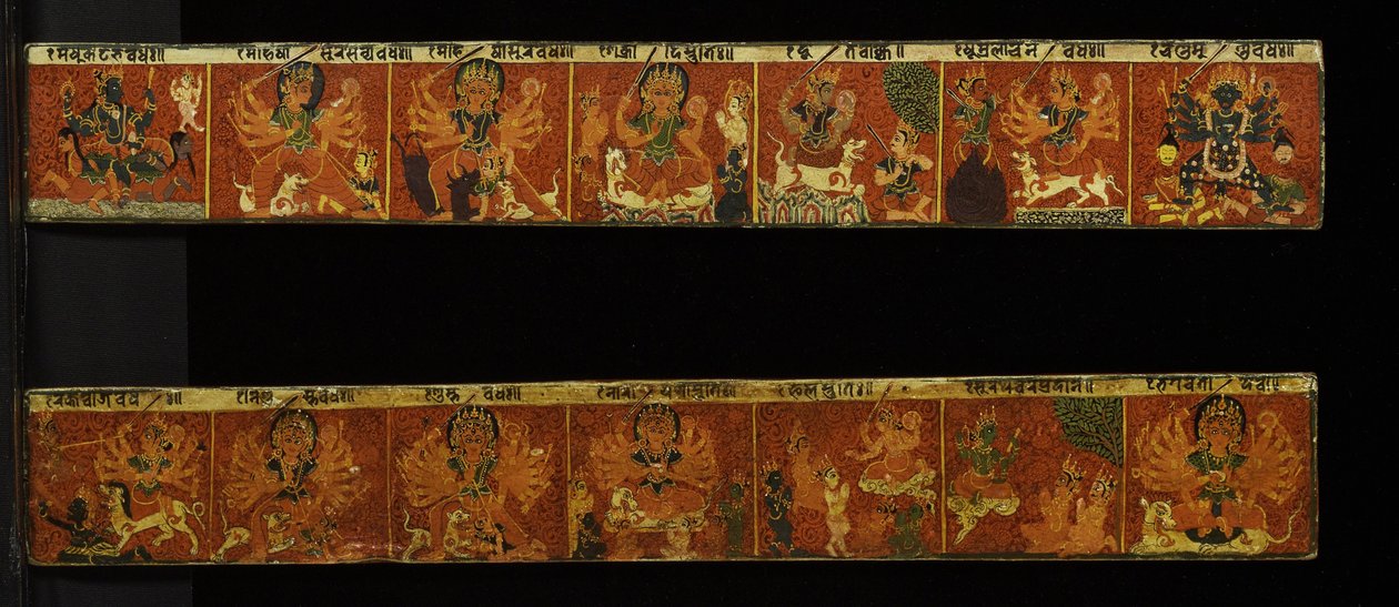 A pair of Devimahatmya manuscript covers by Nepalese School