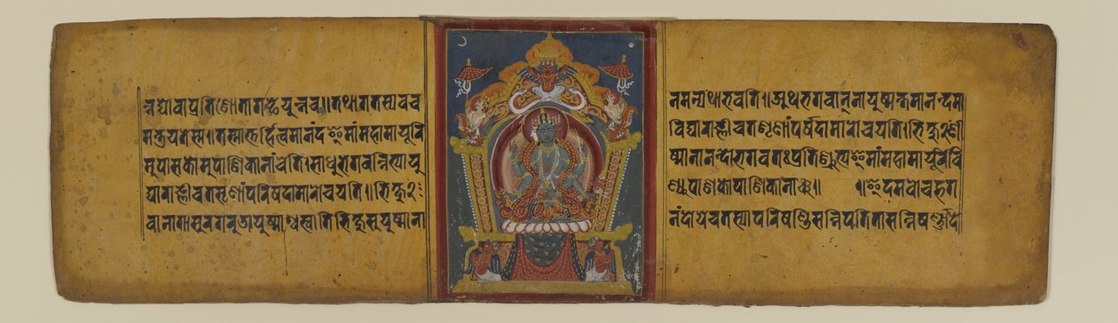 Page from a Buddhist Manuscript Depicting One of the Pancharaksha Goddesses by Nepalese School
