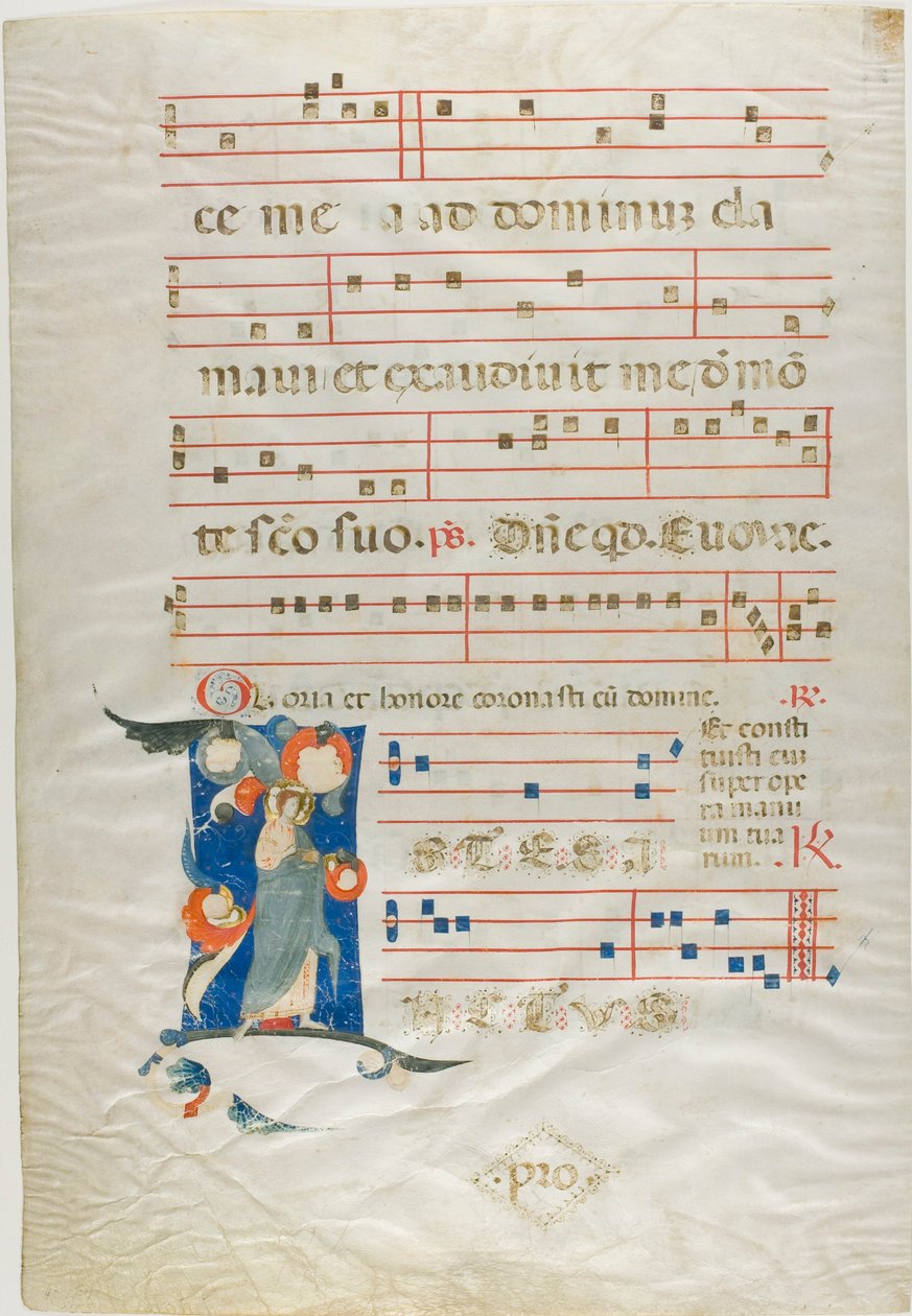 Nimbed Saint in a Historiated Initial 'I' from an Antiphonary