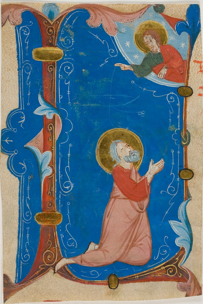 Praying Saint with Christ in a Historiated Initial 