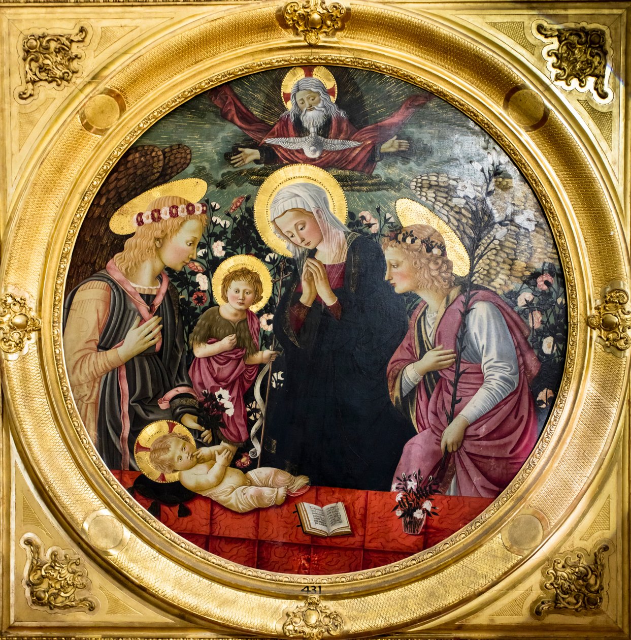 The Virgin Mary, St. John and Two Angels Adoring the Christ Child by Neri di Bicci