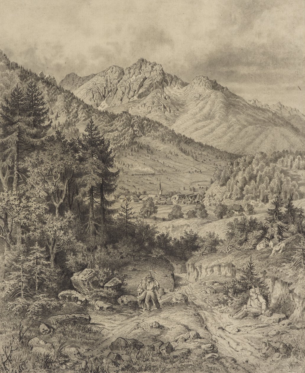 Alpine Landscape with Staffage by Leopold Blonder