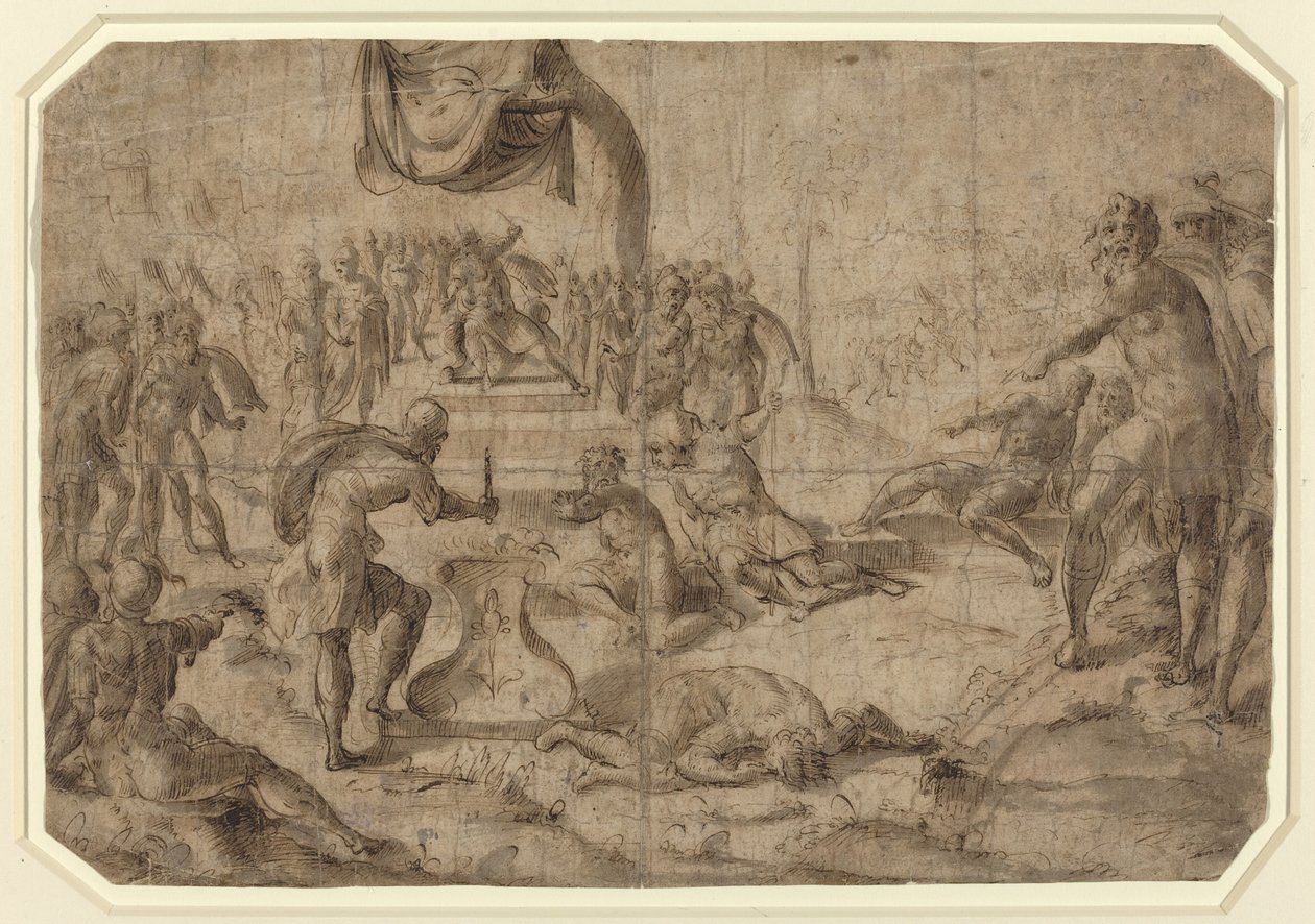 Sacrifice Scene (Gaius Mucius Scaevola?) by Netherlandish 16th Century