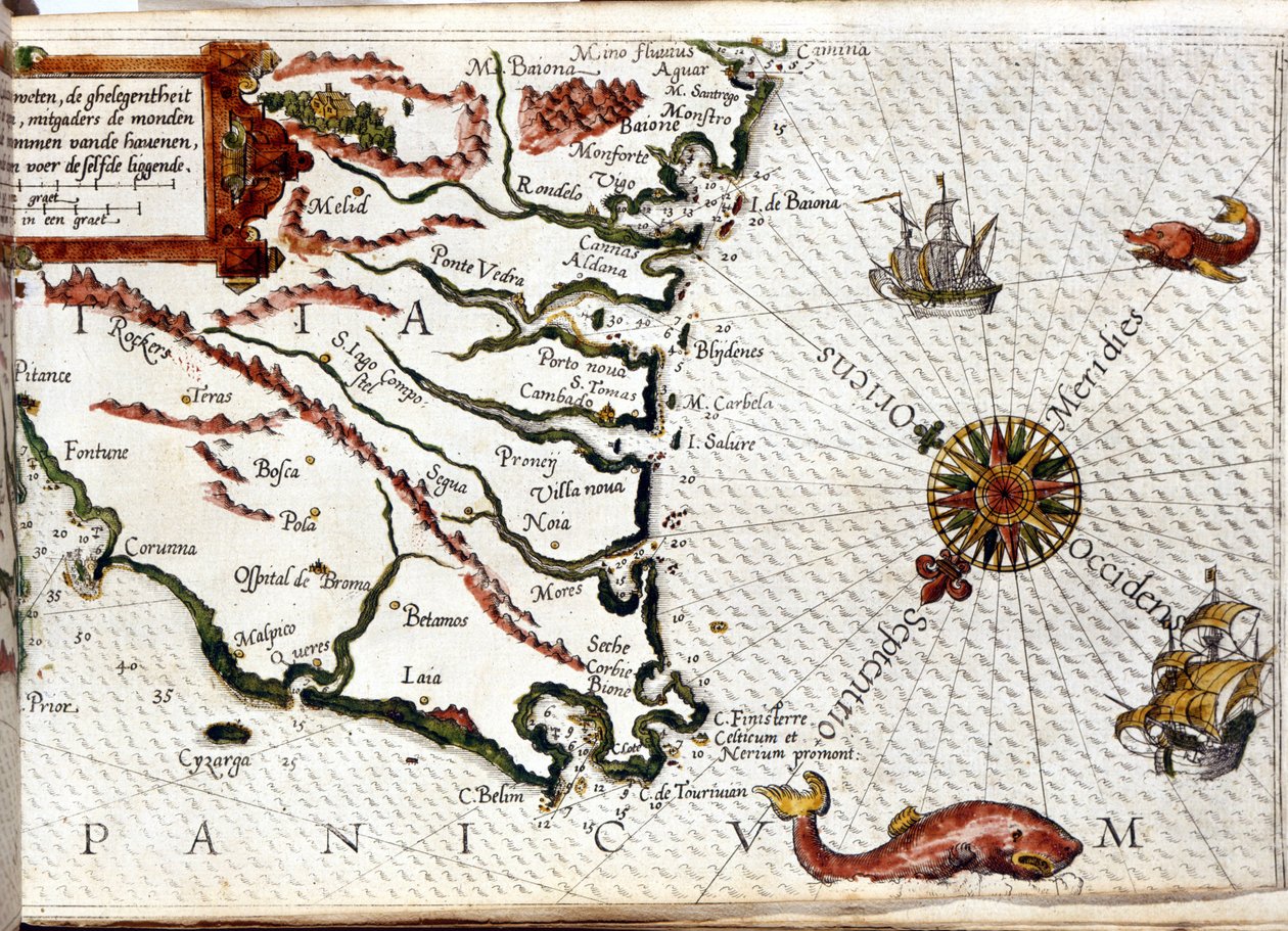 Cape Finisterre after the portulan of Luca J. Waghenaer tresoor de zeevaert, Leiden 1592 by Netherlandish School