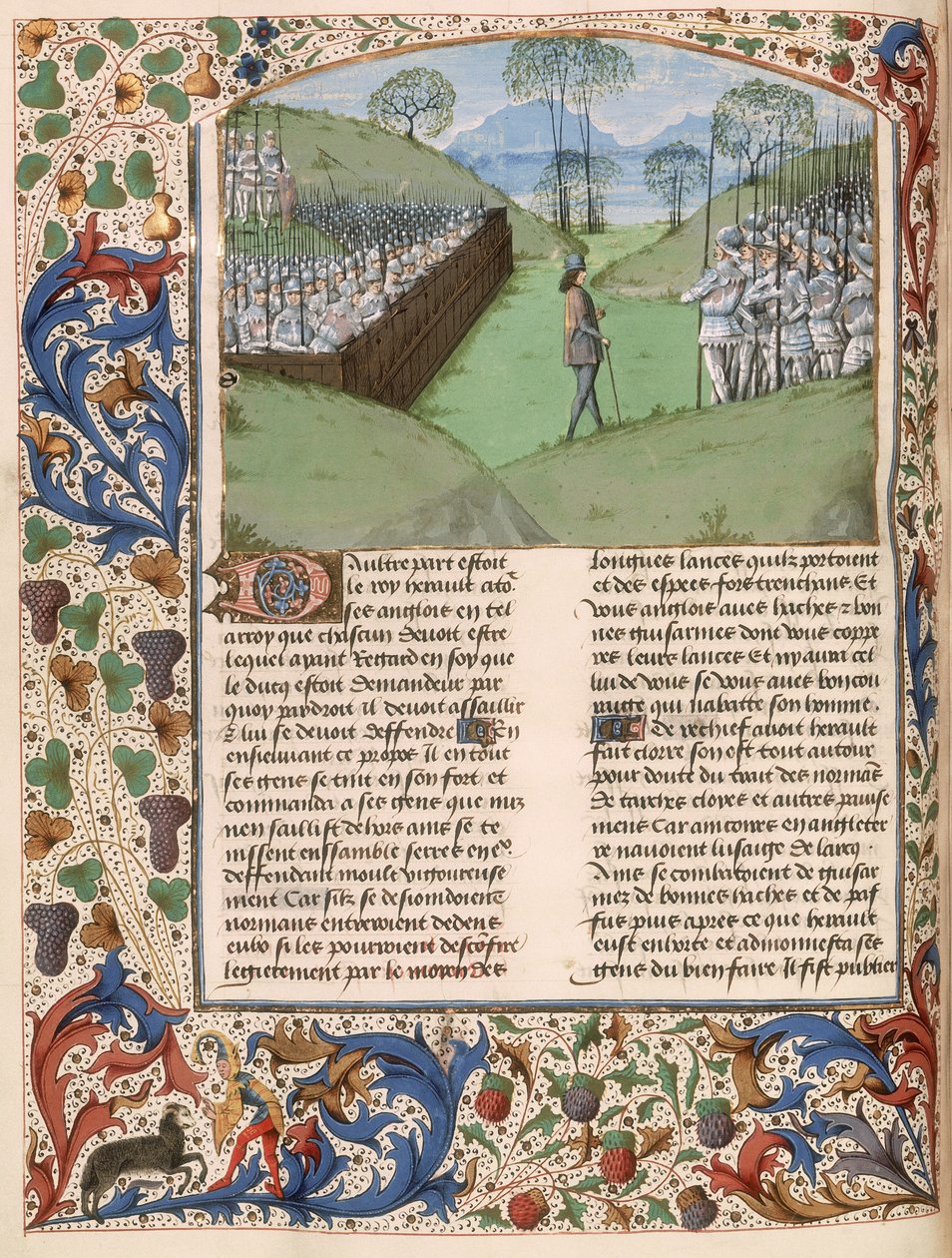 The Saxon stockade at the Battle of Hastings 1066 from Chroniques d Angleterre by Jean de Warvin c.1470 80