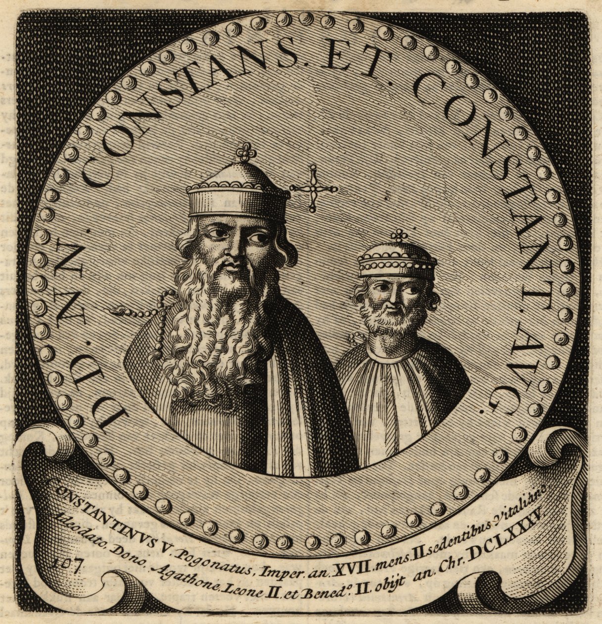Portrait of Byzantine Emperors Constans II and Constantine IV by Netherlandish School
