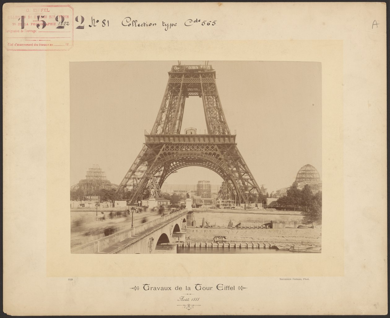 Work on the Eiffel Tower by Neurdein freres