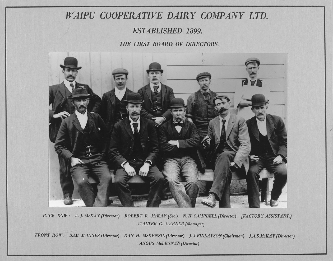 The First Board of Directors at the Waipu Cooperative Dairy Company, 1899 by New Zealander Photographer