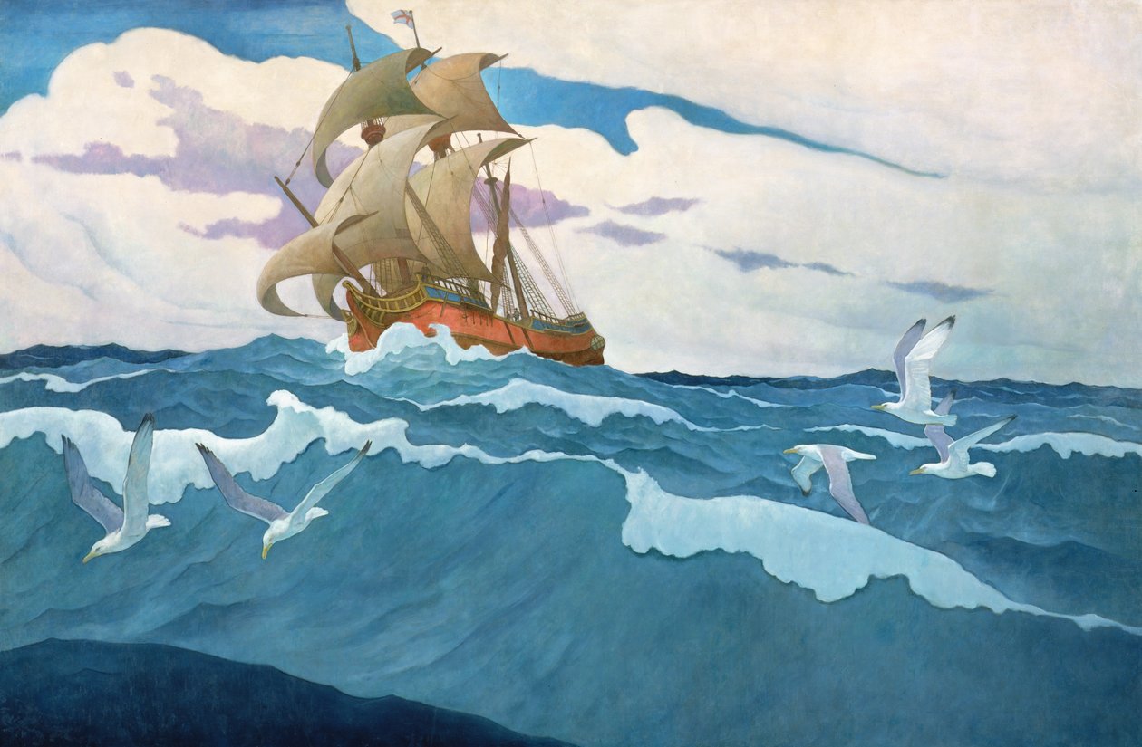 The Coming of the Mayflower in 1620, 1941 by Newell Convers Wyeth