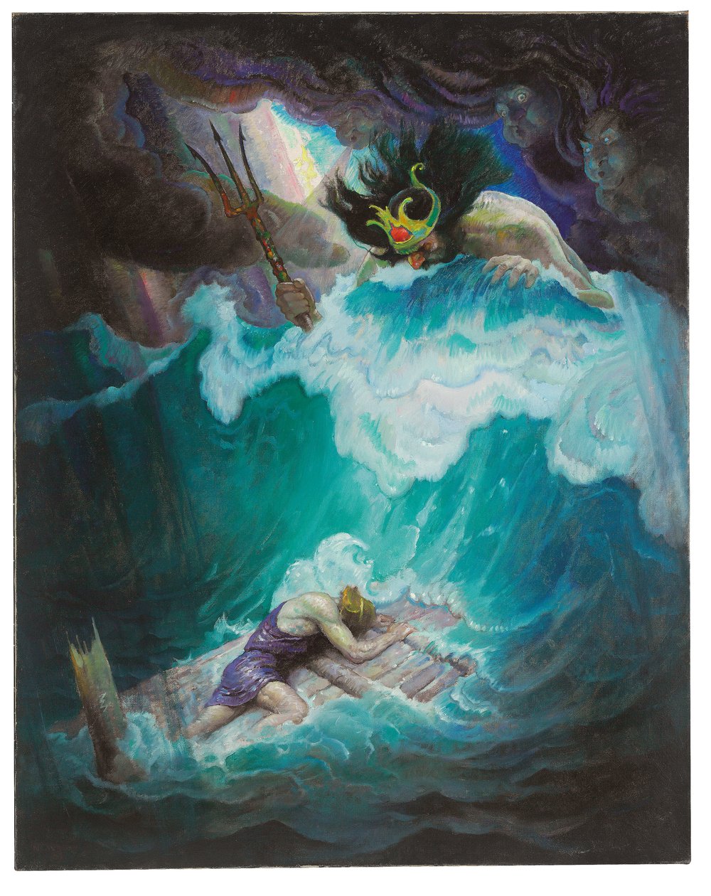 The Raft of Odysseus (Neptune Battles with Odysseus) by Newell Convers Wyeth