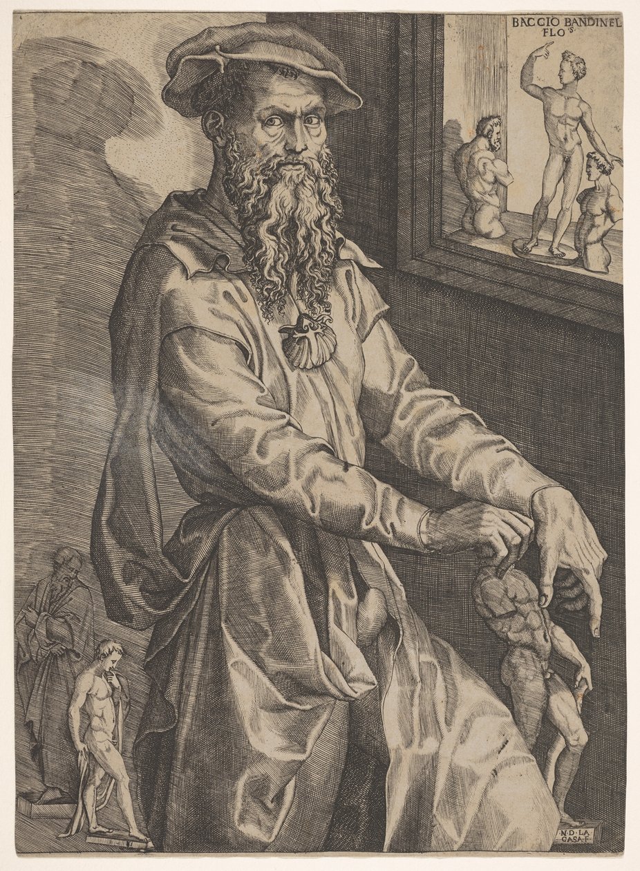 Portrait of Baccio Bandinelli, in Three-Quarter Length Next to a Window Pane, ca. 1540-48 by Niccolo della Casa