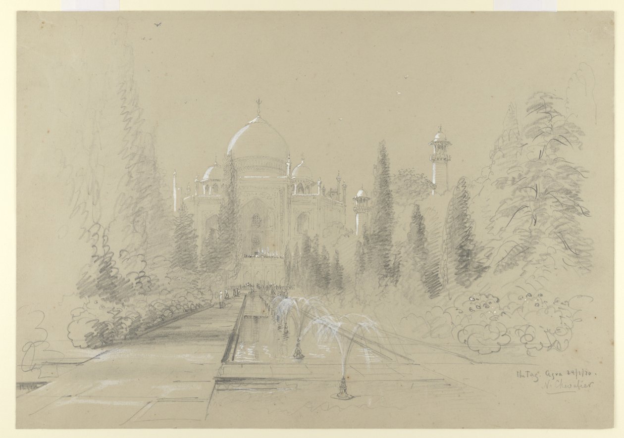 The Taj Mahal, Agra, 24th January 1870 by Nicholas Chevalier