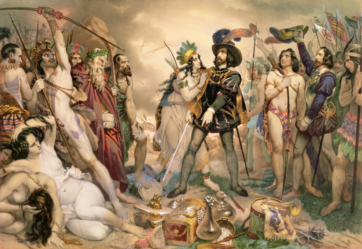 Conquest of Mexico: Hernando Cortes destroying his fleet at Vera Cruz, 1519 by Nicholas Eustache Maurin