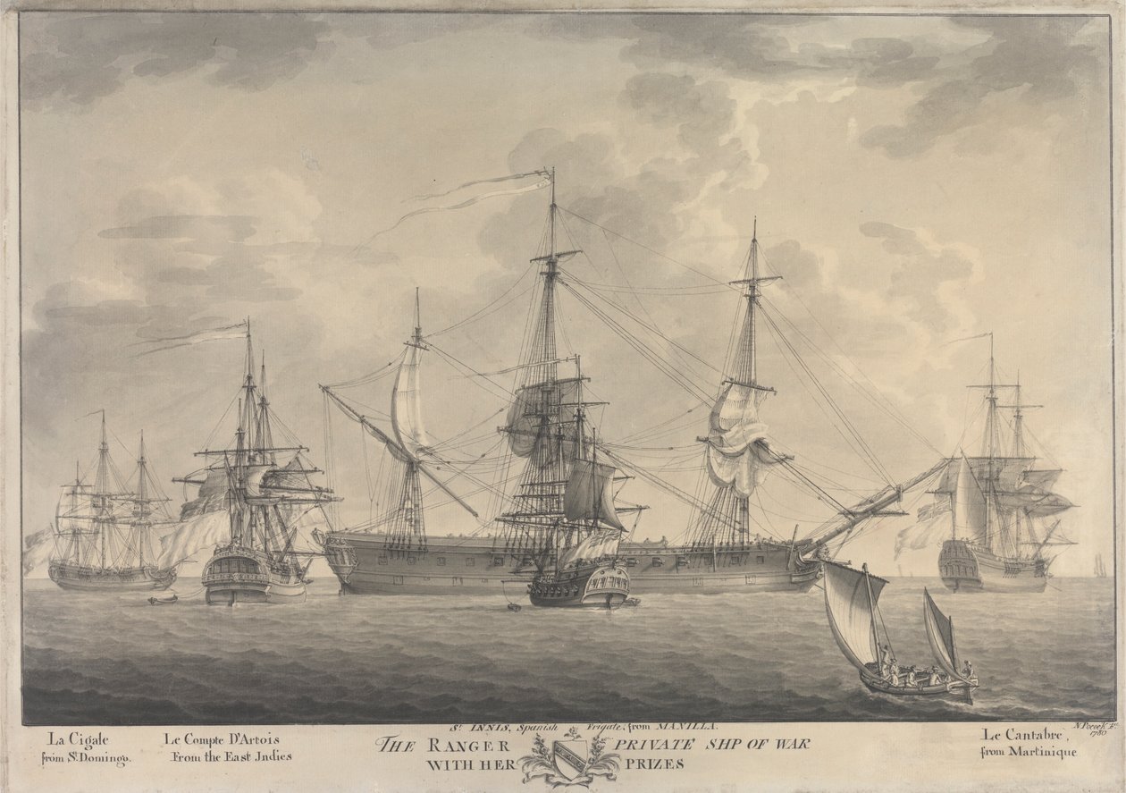 The Ranger, Private Ship of War, with her Prizes by Nicholas Pocock