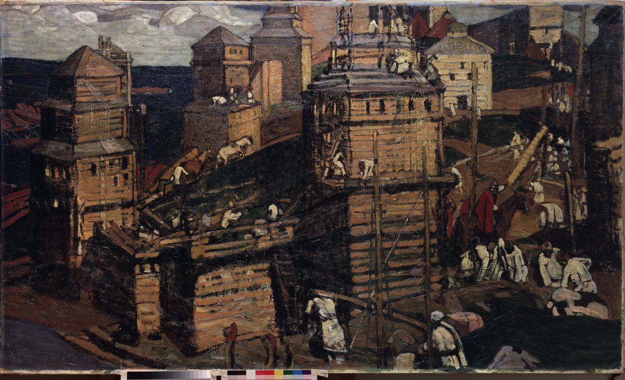 Building a Town. (for a rural community in Ukraine). Painting by Nicholas Roerich by Nicholas Roerich