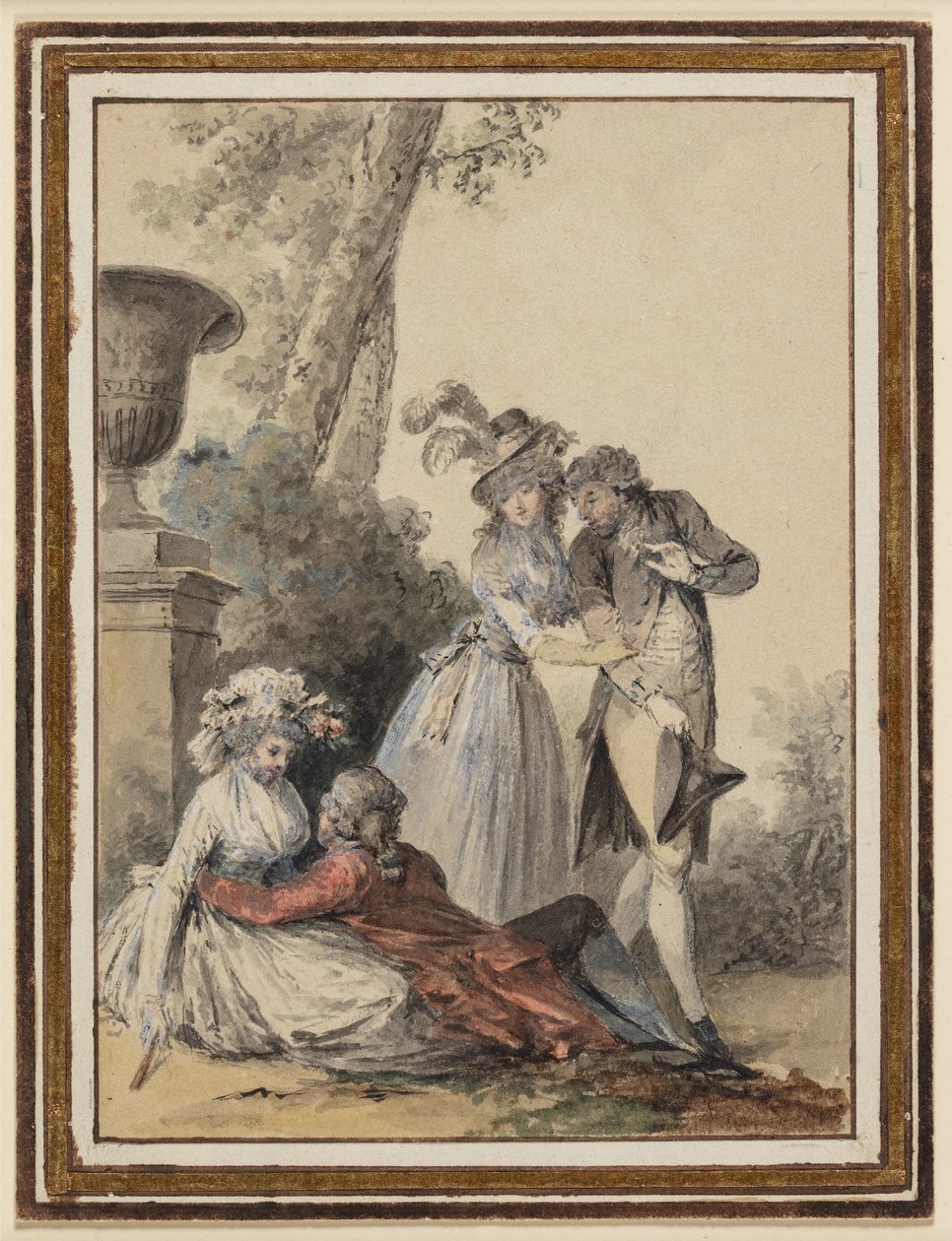 Two Gallant Couples in a Garden, One Lying, the Other Standing by Niclas Lavreince