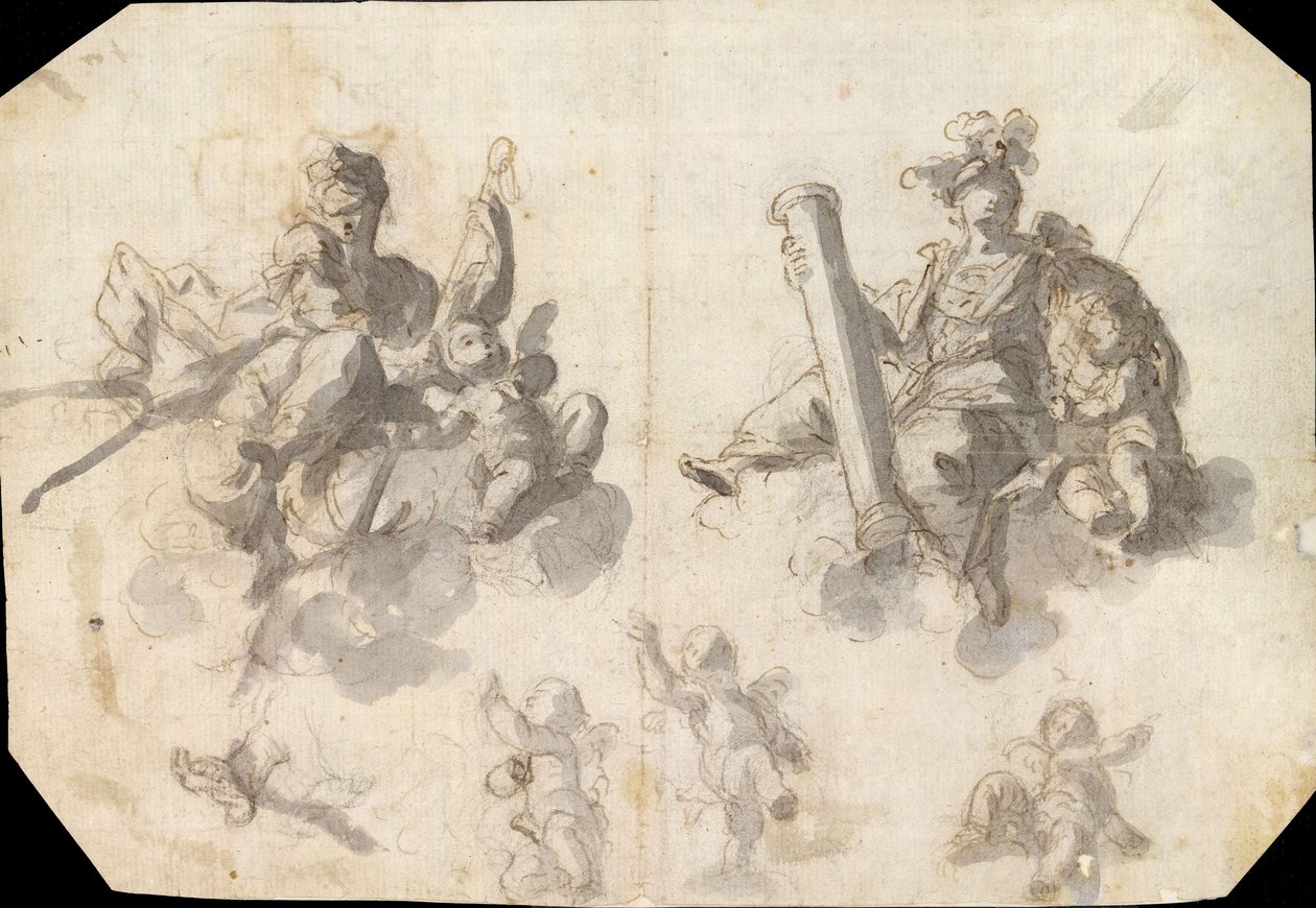 Allegory of Hope and Fortitude Study by Nicola Bertucci