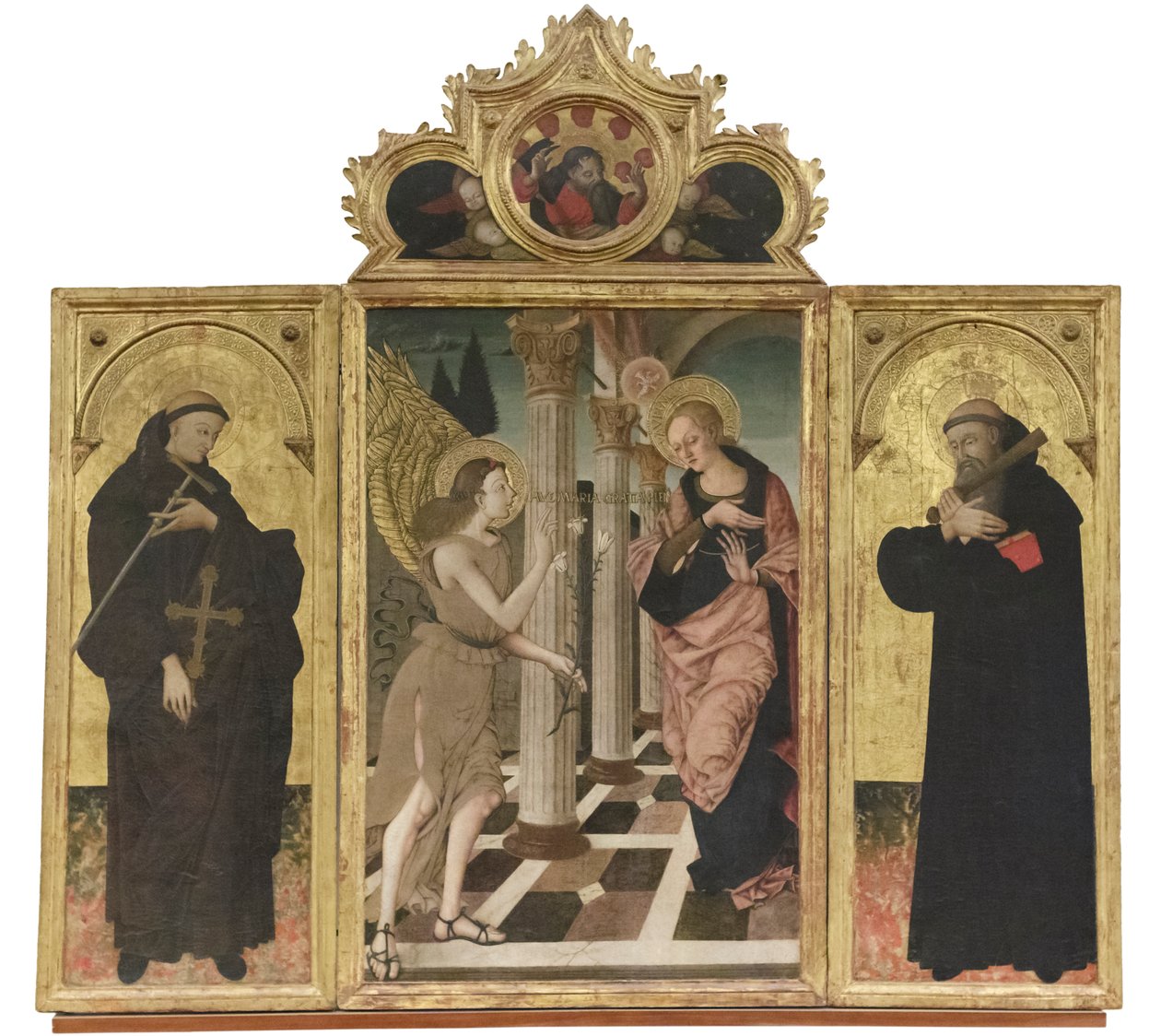 Annunciation between Saints Giovanni Gualberto and Benedetto, c.1500-05 by Nicola de Maestro Antonio