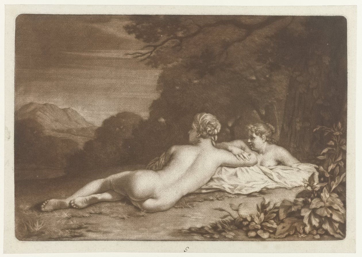 Landscape with Two Nymphs by Nicolaas Verkolje