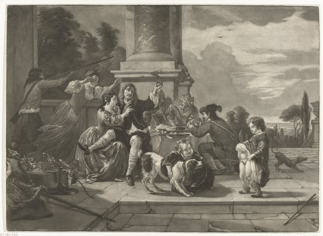 Merry Company on a Terrace by Nicolaas Verkolje