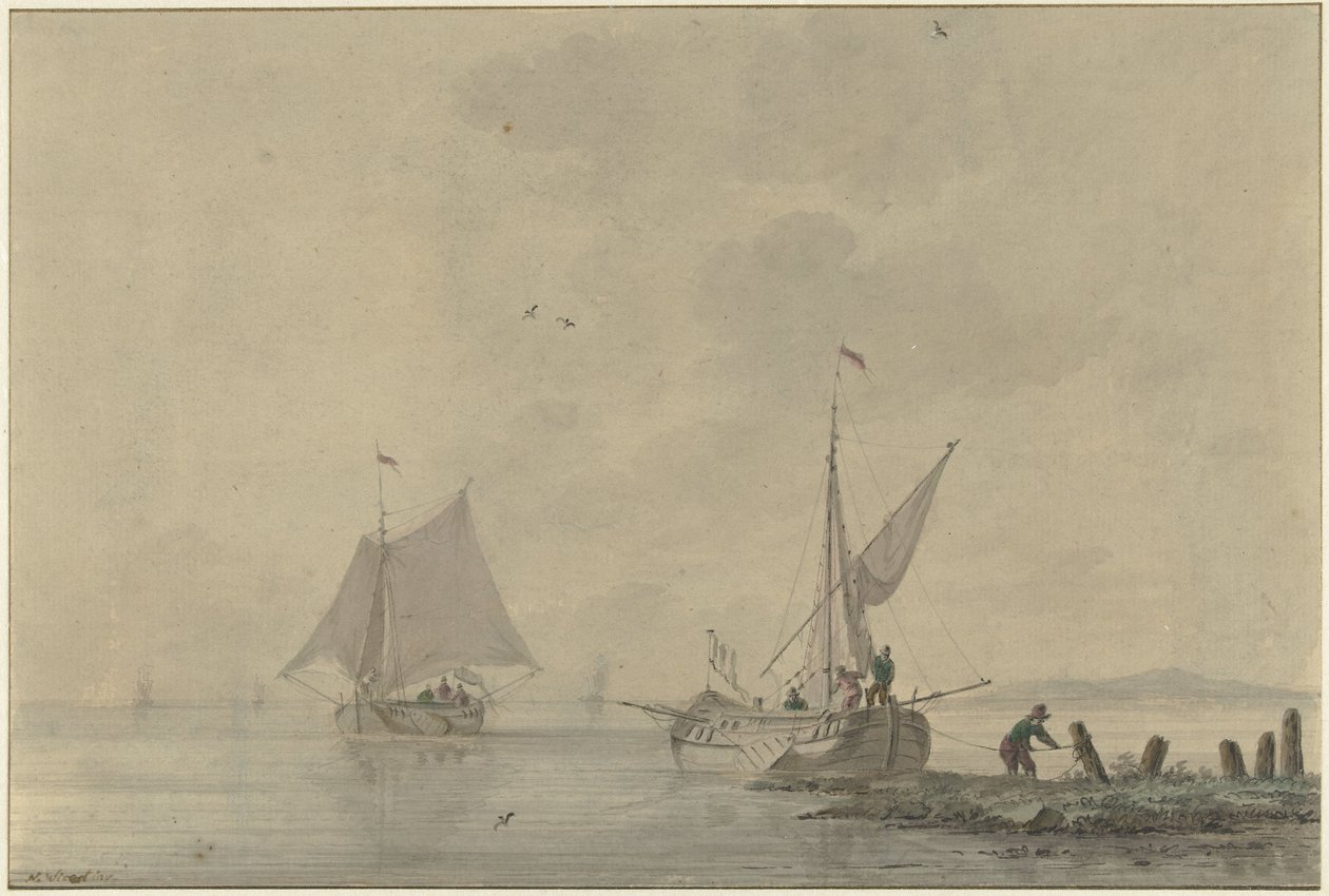 Still Water with Docked Boat by Nicolaas Wicart