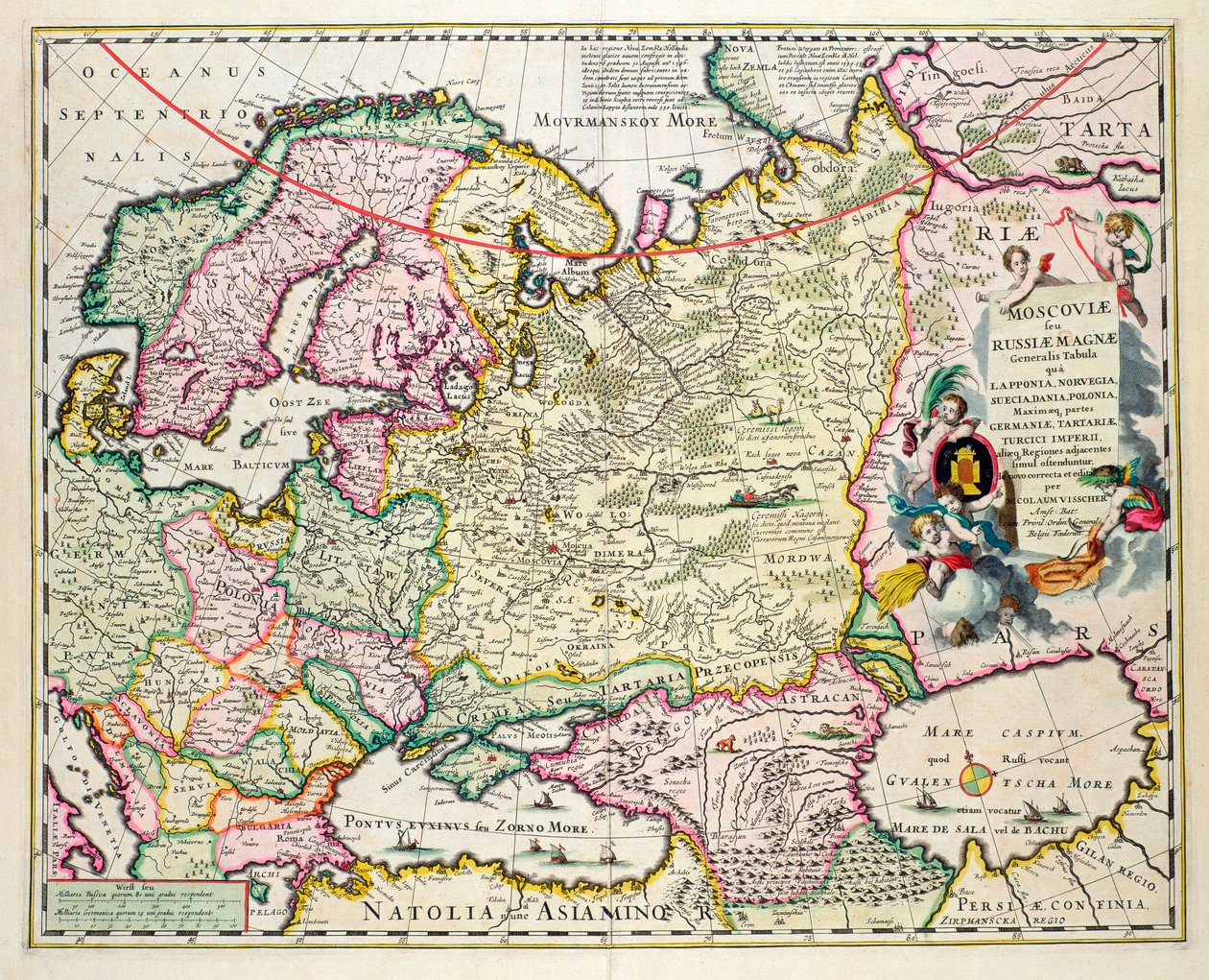 Map of Asia Minor Showing Norway, Sweden, Denmark, Lapland, Poland, Turkey, Russia and the Moscow Region, c.1626 by Nicolaes Jansz Visscher
