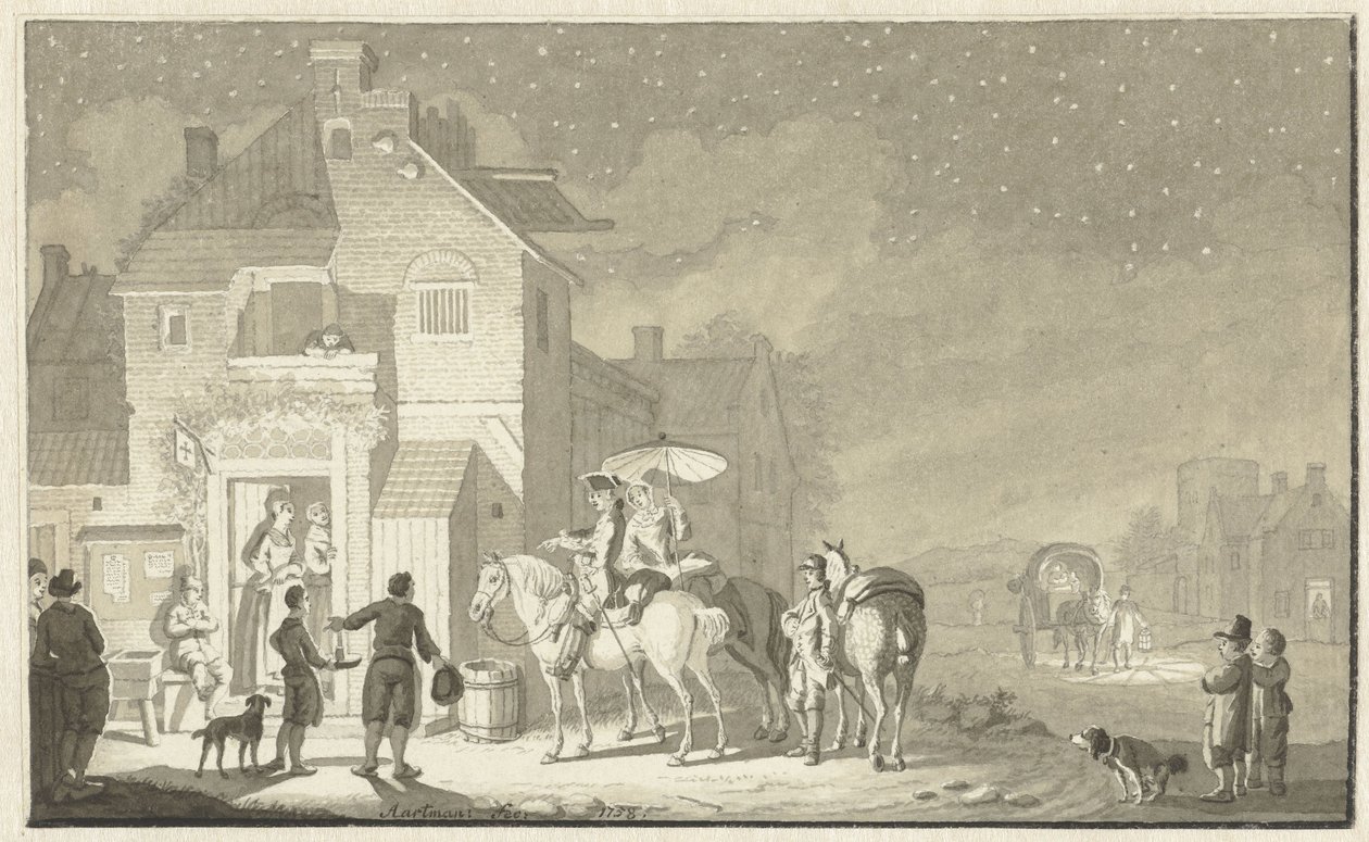 Traveling Party Before an Inn at Evening by Nicolaes Aartman
