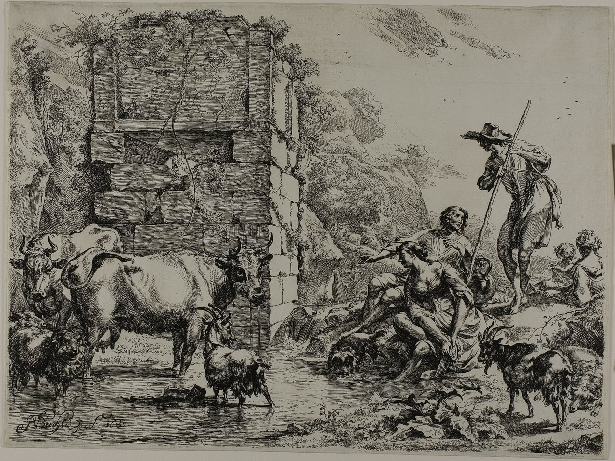 Cow Drinking by Nicolaes Berchem