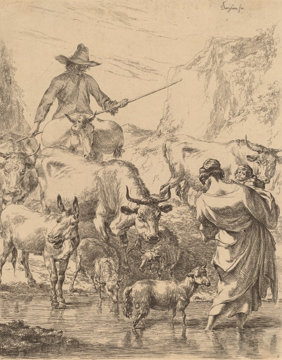 Herd Crossing the Brook by Nicolaes Berchem