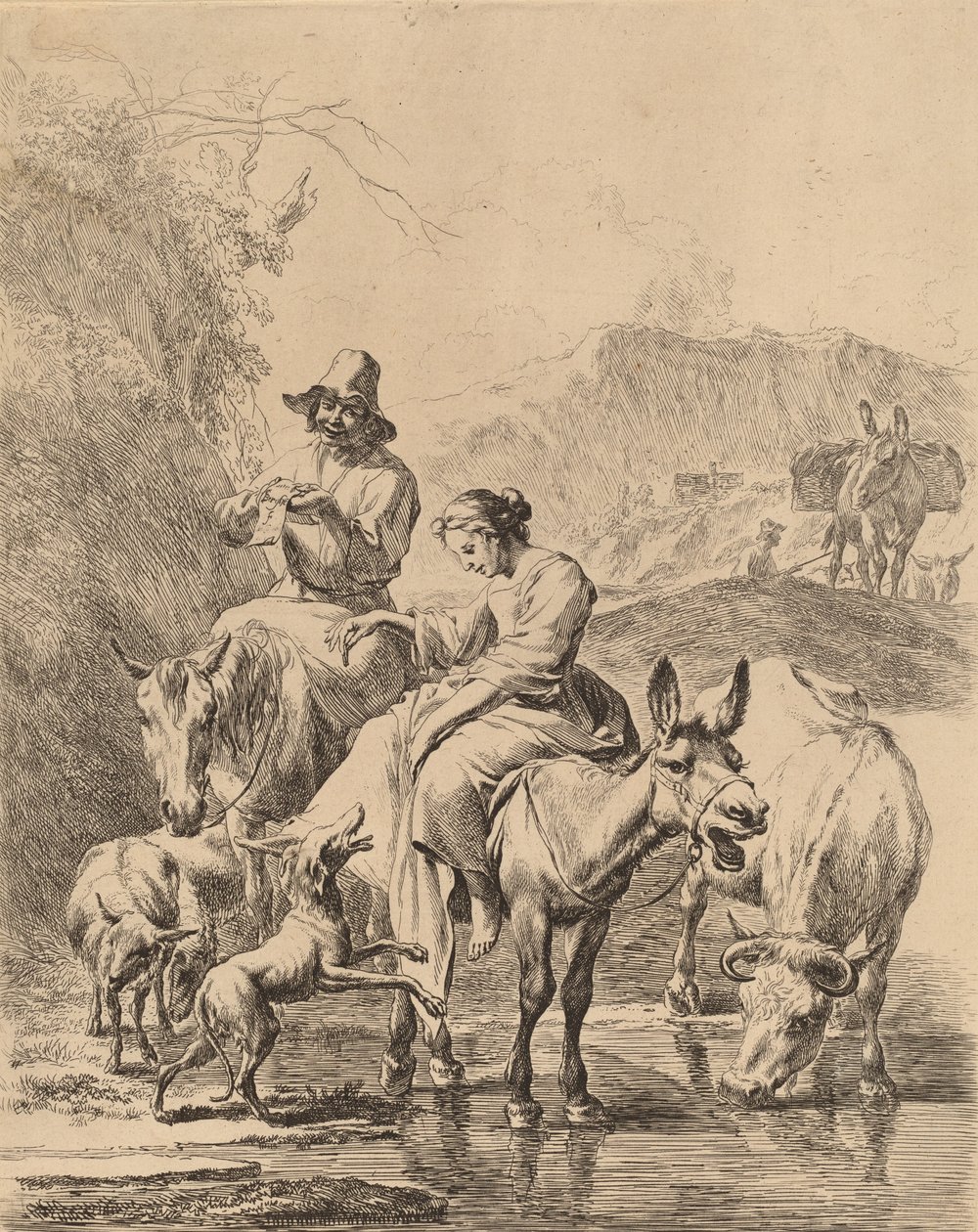 Shepherdess on a Donkey by Nicolaes Berchem