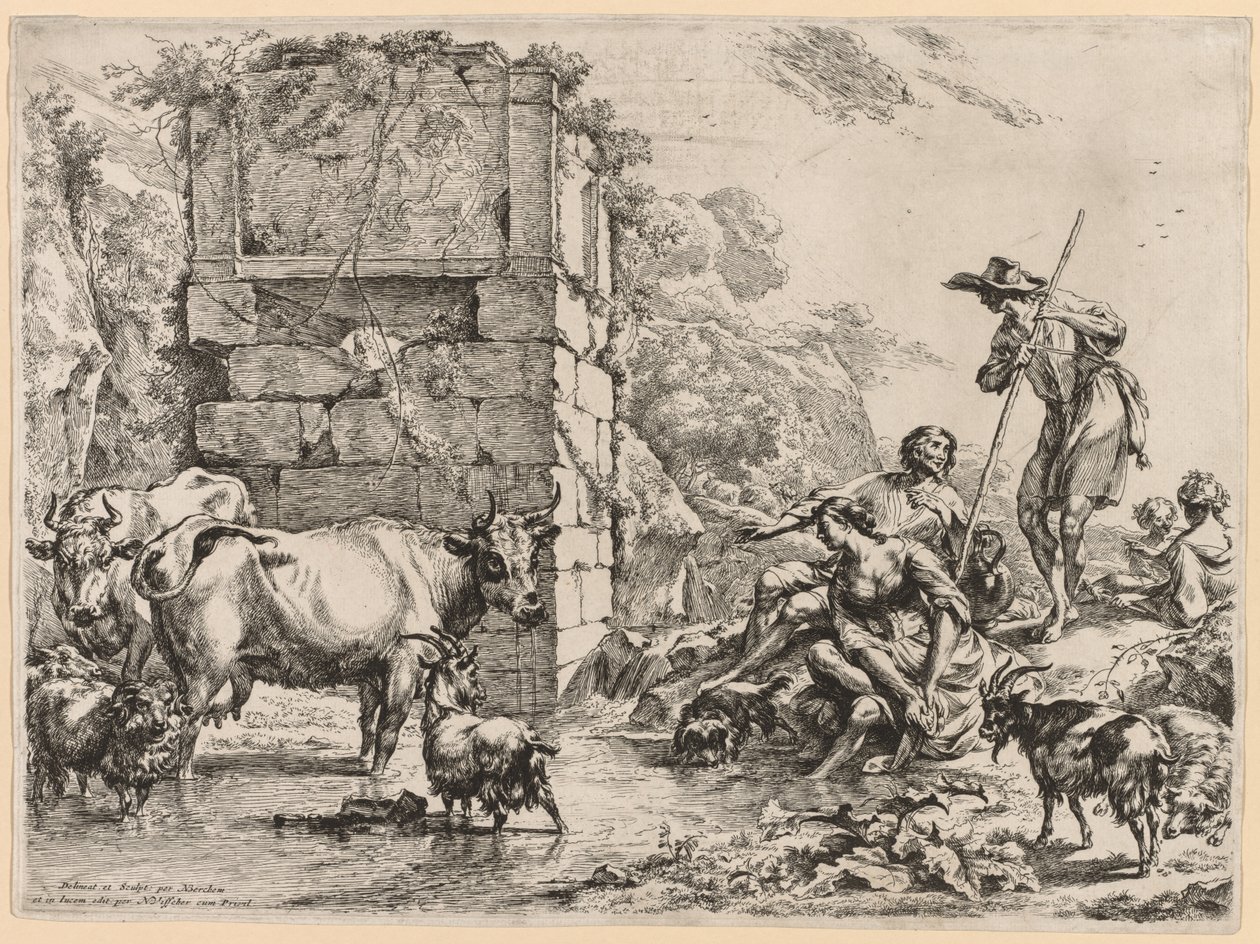 The Cow Drinking by Nicolaes Berchem
