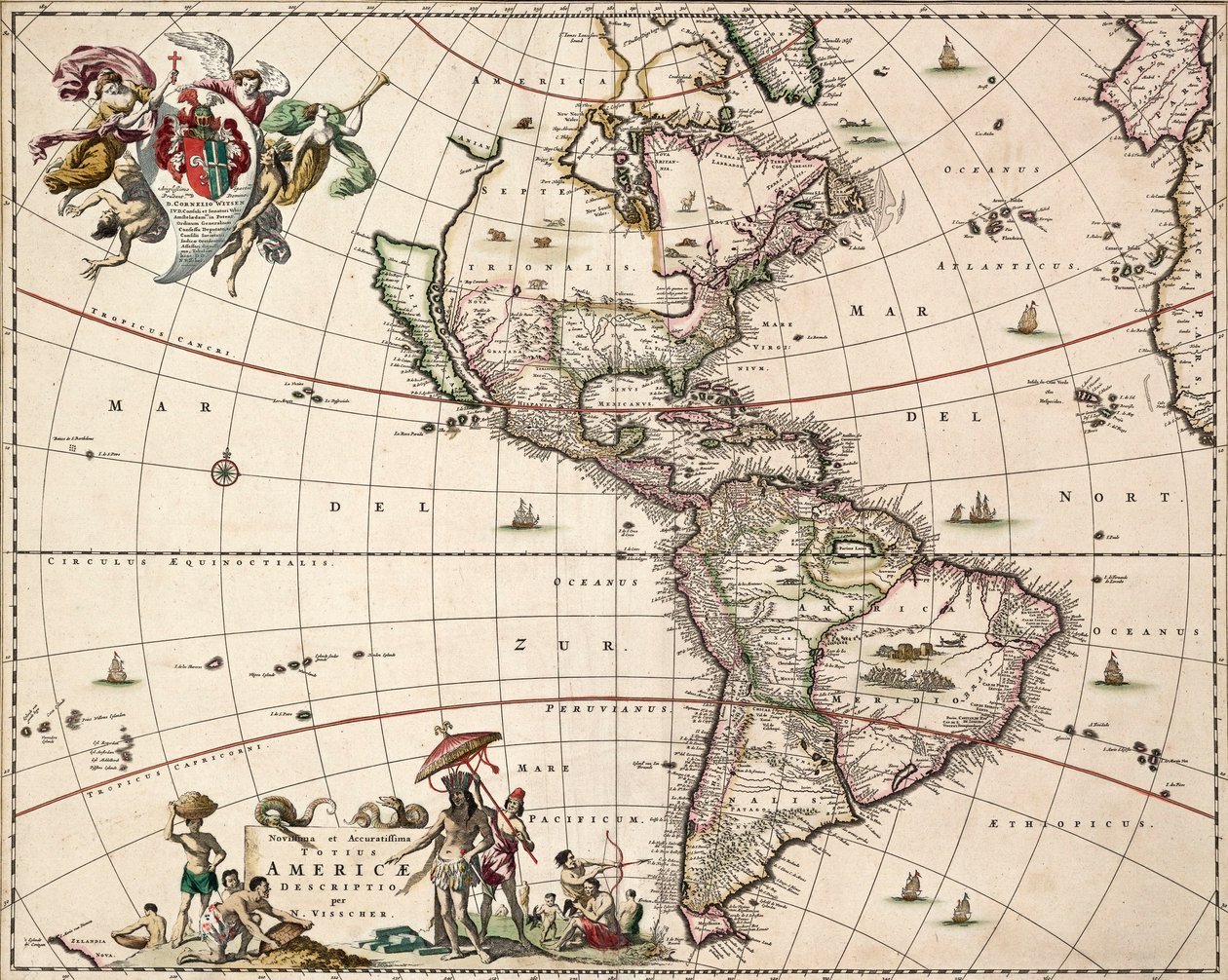 Chart of the Americas, c.1671 by Nicolaes Jansz (1586 1652) Visscher