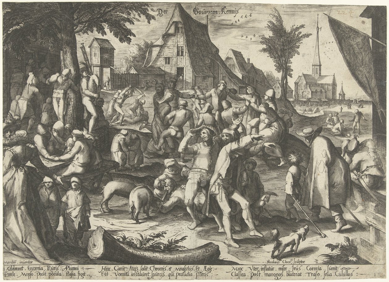 Peasant Fair by Nicolaes Jansz. Clock